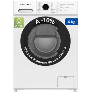 Comparateur de prix : Lave-linge frontal FIRST ONE FLL61000WH - 6 Kg - 1000 tr/mn - 16 programmes - Eco - Intensif -  Rapide   Très Faible conso