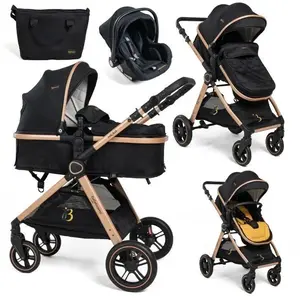 BEBELISSIMO - Poussette combinée trio 3 en 1 - siège auto 0m - nacelle - dès la naissance - jusqu’à 22kg - Nicea - Gold
