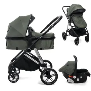 Bebelissimo - poussette combinée trio 3 en 1 - siège auto 0+ cavo   nacelle   dès la naissance   jusqu’à 22kg  - vert 201407312405