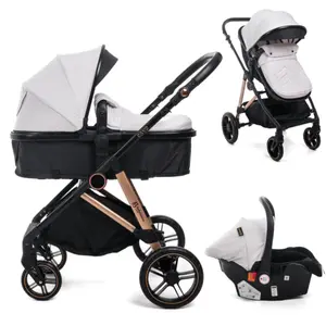 Bebelissimo - poussette combinée trio 3 en 1 - siège auto 0+ cavo   nacelle   dès la naissance   jusqu’à 22kg  - beige 201407312403