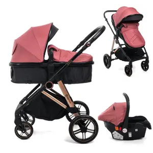 Bebelissimo - poussette combinée trio 3 en 1 - siège auto 0+ cavo   nacelle   dès la naissance   jusqu’à 22kg - bordeaux 201407312406