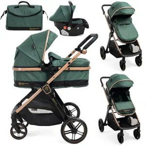 BEBELISSIMO - Poussette combinée trio 3 en 1 - siège auto 0+ IRIS   nacelle   dès la naissance   jusqu’à 22kg  - vert