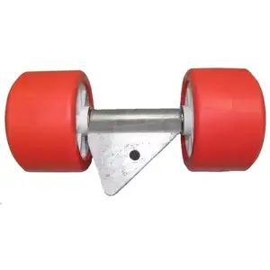TRIGANO Ensemble 2 galets rouges diamètre 100 mm support en "V" sur chandelle 40 x 40