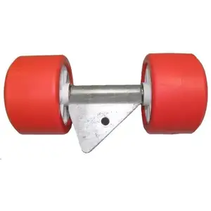 TRIGANO Ensemble 2 galets rouges diamètre 120 mm support en "V" sur chandelle 40 x 40