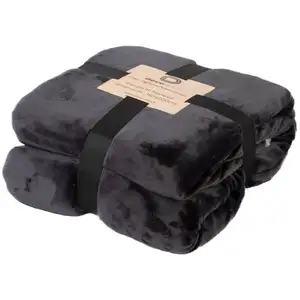 Deco Arts - Plaid Sherpa Flanelle 480GSM 150X200 Gris Anthracite pas cher