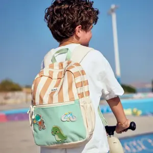 BEBEL Sac à dos maternelle Kids Camel rayé pas cher