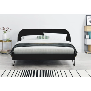 CONCEPT-USINE Lit velours noir 160x200 cm phoenix pas cher
