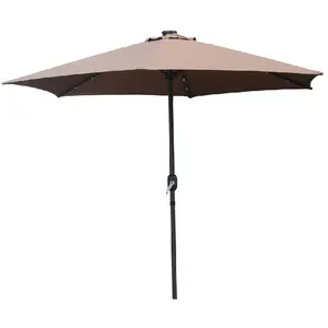 Comparateur de prix : Parasol droit rond led diamètre 2,66 m chocolat AMALFI CONCEPT USINE