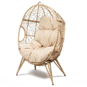 Comparateur de prix : CONCEPT USINE JANE - Fauteuil oeuf sur pied en résine beige effet rotin