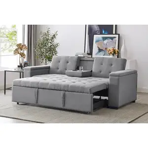 Concept Usine Canapé droit convertible 3 places en tissu gris clair noho pas cher