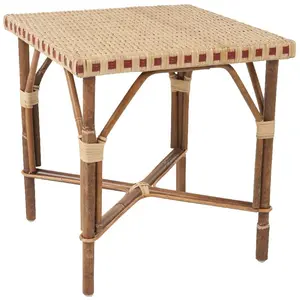 Kok Maison Table basse en rotin beige et liseré rouge pas cher