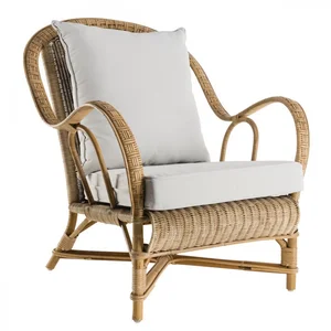 Fauteuil en rotin patiné vieilli avec coussin Nantucket - KOK pas cher