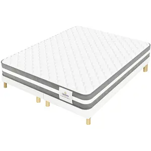 Leonis - Ensemble Matelas + 2 Sommiers Leon gris/blanc - 2x90x200 cm 1... pas cher