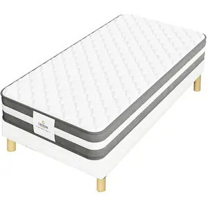 Leonis - Ensemble Matelas + Sommier Leon gris/blanc - 90x200 cm 90x200... pas cher