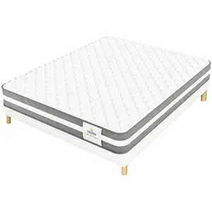 Leonis - Ensemble Matelas + Sommier Leon gris/blanc - 140x190 cm 140x1... pas cher