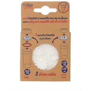 Lot de 2 opercules en silicone pour biberon nuages & amour