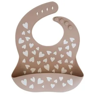 Zakuw Bavoir en silicone Fall In Love taupe rose pas cher