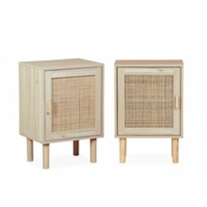 SWEEEK Table de chevet cannage 1 porte (lot de 2) Camargue pas cher