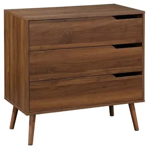 SWEEEK Commode décor bois de noyer. 3 tiroirs. pieds en pin massif