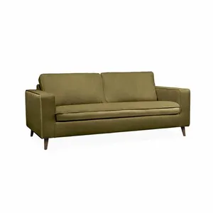 SWEEEK Canapé lit 3 places matelas 12cm en polyester et nylon vert olive pas cher