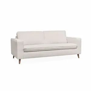 SWEEEK Canapé lit 3 places ivoire avec matelas 12cm d'épaisseur fabriqué en France pas cher