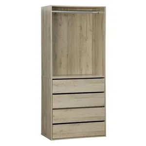 Comparateur de prix : SWEEEK Module dressing avec 4 tiroirs et 1 penderie naturel panneaux stratifiés