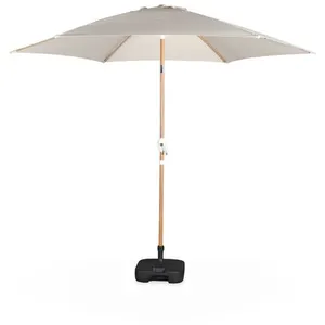 SWEEEK Parasol rond sable 293cm mât central imitation bois pas cher