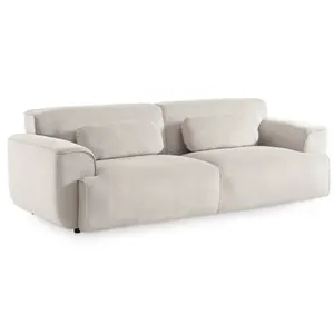 SWEEEK Canapé. Wallas. 3 places. tissu velours côtelé l 230 x p 98 x h 73cm Velours côtelé Grège pas cher