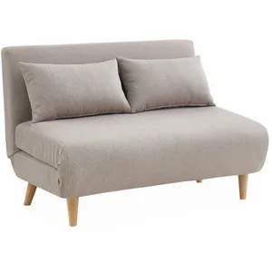 SWEEEK Canapé convertible en tissu - Guesta - 2 places scandinave. pieds bois foncé. beige. banquette. dossier inclinable pas cher