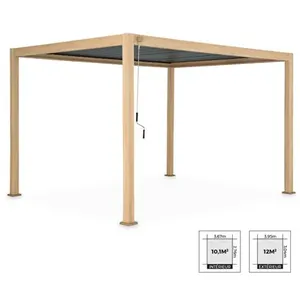 Comparateur de prix : SWEEEK Pergola Bioclimatique coloris bois clair - Triomphe - 3x4m aluminium à lames orientables