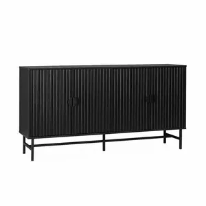 Comparateur de prix : SWEEEK Buffet de rangement noir. Bazalt. quatre portes. deux étagères. L 157.5 x l 39 x H 83cm