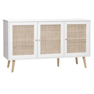 SWEEEK Buffet de rangement cannage, blanc - 120x39x70cm pas cher
