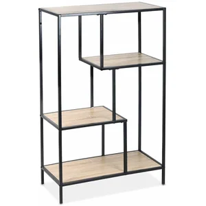 Comparateur de prix : SWEEEK Etagère bibliothèque industrielle métal et effet bois 4 niveaux Loft