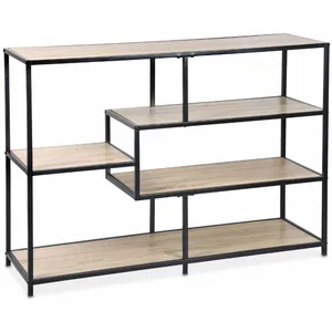 Comparateur de prix : SWEEEK Etagère bibliothèque industrielle métal et effet bois 5 niveaux Loft
