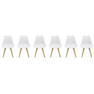SWEEEK Lot de 6 chaises scandinaves pieds bois de hêtre chaises 1 place blancs pas cher
