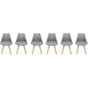 SWEEEK Lot de 6 chaises scandinaves pieds bois de hêtre chaises 1 place gris pas cher