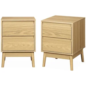 SWEEEK Alice's Home - Lot de 2 Tables de Chevet décor Bois. Deux tiroirs pas cher