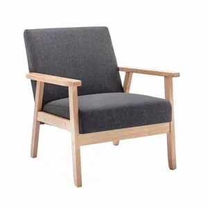 Comparateur de prix : SWEEEK Fauteuil scandinave en bois et tissu gris foncé. Isak. L 64 x P 69.5 x H 73cm
