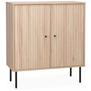 SWEEEK Buffet effet bois rainuré 2 portes 83,5cm Braga pas cher
