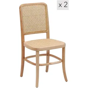 Nordlys Lot de 2 Chaises de Salle a Manger Scandinave en Bois Massif Beige pas cher