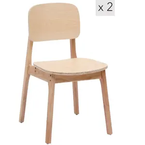 Nordlys Lot de 2 Chaises de Salle a Manger Scandinave en Bois pas cher
