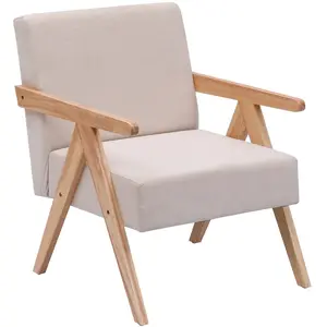 Nordlys Fauteuil de Salon Scandinave avec Structure Bois et Tissu pas cher