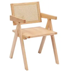 Nordlys Fauteuil de Salle a Manger Scandinave en Bois Massif Marron pas cher