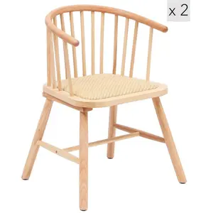 Nordlys Lot de 2 Chaises de Salle a Manger Scandinave en rotin BOGOTA pas cher
