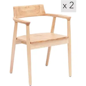 Nordlys Lot de 2 Chaises de Salle a Manger Scandinave en Bois Massif CORDOBA pas cher