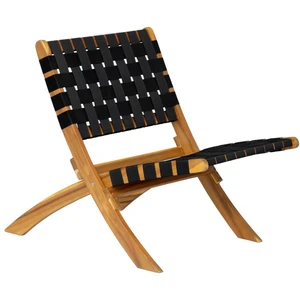 Nordlys Fauteuil intérieur extérieur en acacia massif et nylon Noir pas cher