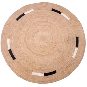 Nordlys Tapis rond en jute naturelle tissé marron 130 x 130 cm pas cher