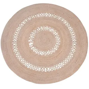 Nordlys Tapis rond en jute naturelle tissé marron 180 x 180 cm pas cher