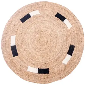 Nordlys Tapis rond en jute naturelle tissé marron 90 x 90 cm pas cher