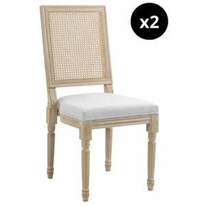 3S. x Home Lot de 2 chaises en bois massif et en tissu Gris pas cher